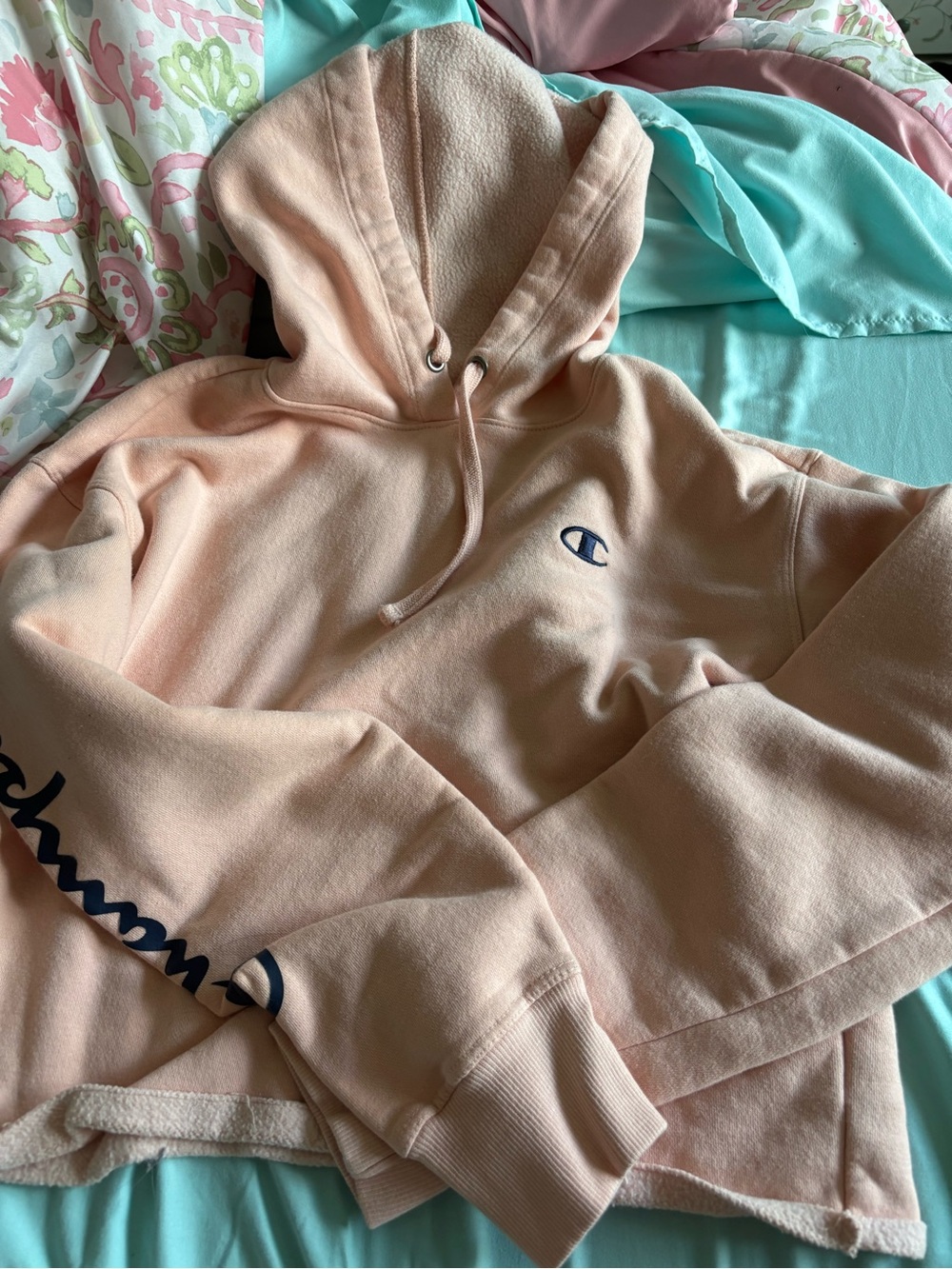 Champion Peach Logo Hooded Sweatshirt